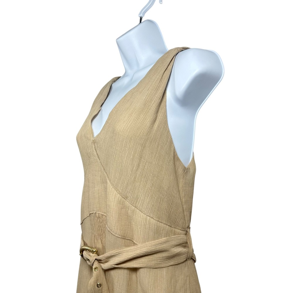 Nanushka Lily Sand Pleat Voile Belted Sleeveless Maxi Dress Beige Medium NWT - Picture 8 of 15